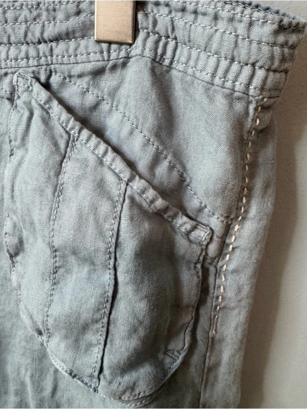 Lucky Brand 100% Linen Roll Up Utility Shorts in Blue  Sz 8 / 29 - Picture 4 of 14
